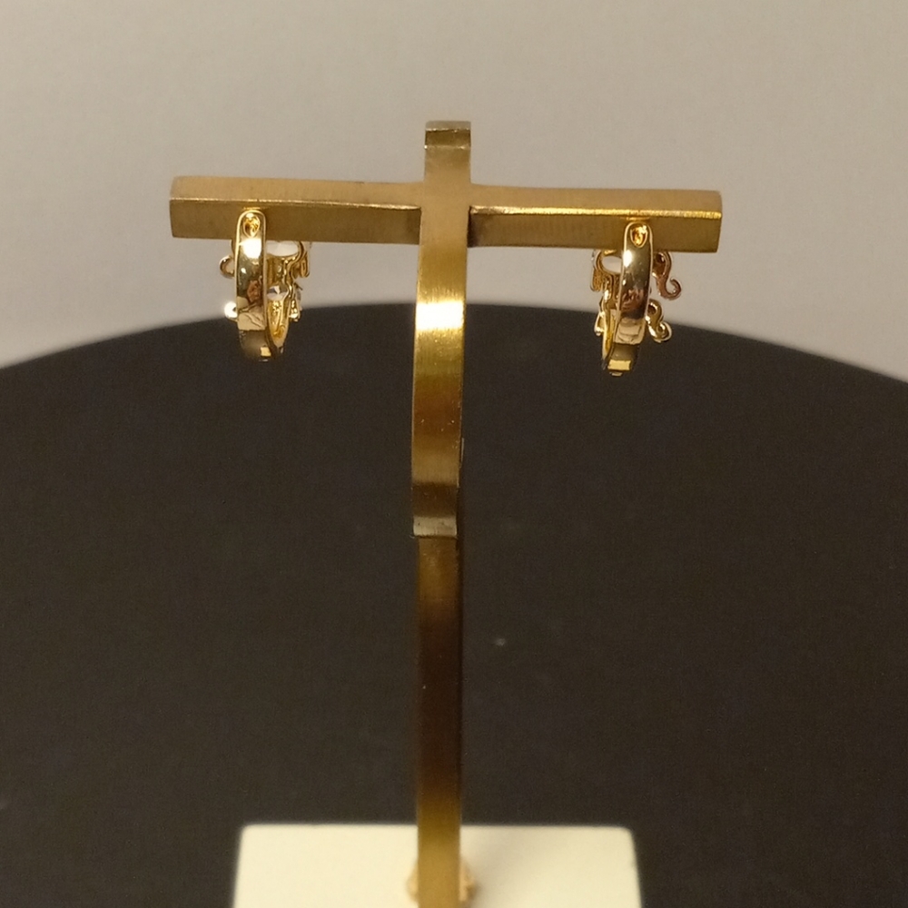 Hope Drop Earring Elephant With Zircon Gold Layered/Oro Laminado NWOT - Picture 12 of 15